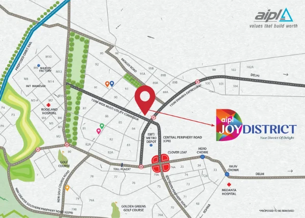 AIPL Joy District Location Map